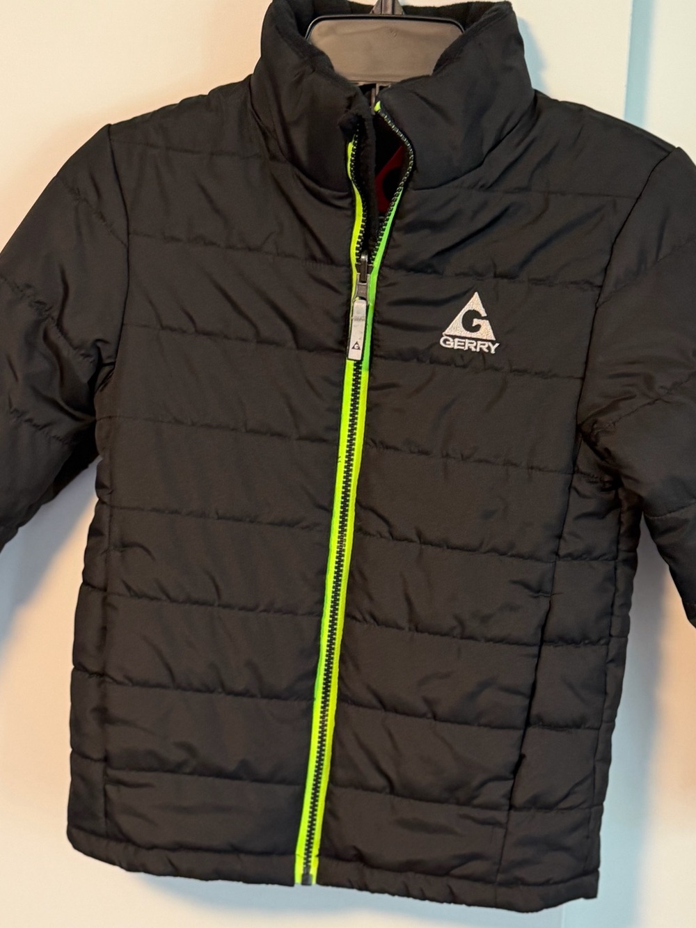 Gerry Weber Kids Black Puffer Jacket with Neon Lime Zipper